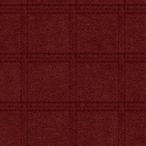 May include: A close-up of a burgundy fabric with a subtle plaid pattern. The fabric has a soft, fuzzy texture.