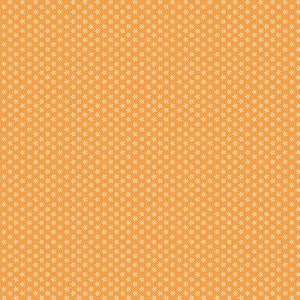 May include: A seamless pattern with small white flowers on a bright orange background.