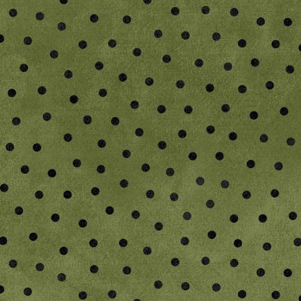 F18506M-G 45'' Maywood Studios Green Polka Dot Woolies Flannel