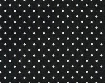 FIN-9255-2 BLACK 45'' Robert Kaufman Black Polka Dot Flannel