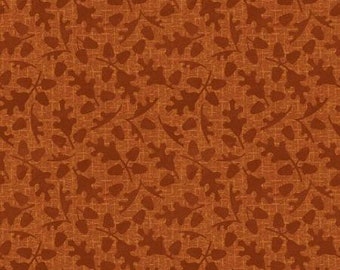 F9956M-O 45'' Maywood Studio Orange Tonal Leaves Flannel