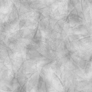May include: A grayscale abstract pattern with a textured appearance. The design features overlapping brushstrokes and feather-like shapes, creating a sense of depth and movement. The color palette is limited to shades of gray and white.