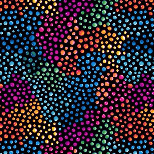3328-99 108'' Blank Quilting Black/Multi Rainbow Droplets Wide Backing