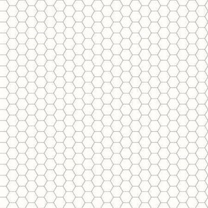 May include: A white background with a repeating pattern of black hexagons.