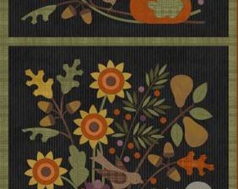 F9950M-J 45'' Maywood Studio Black Autumn Harvest Panel 27in Flannel