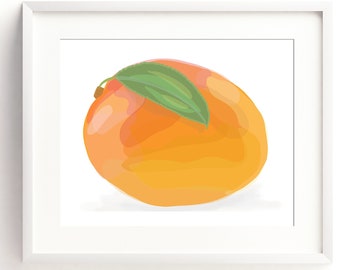 Mango art print, reproduction of original art, Fruit Art, Kitchen, Office Art, Housewarming, BrightKind Creative