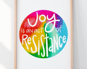 Joy is an Act of Resistance Art Print – Rainbow Watercolor and Gouache