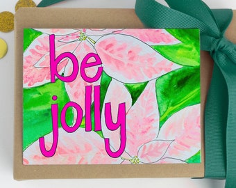 Be Jolly Watercolor Christmas Card - Snarky holiday Card, 2023 Christmas, Holiday Card Set, Joy - BrightKind Creative