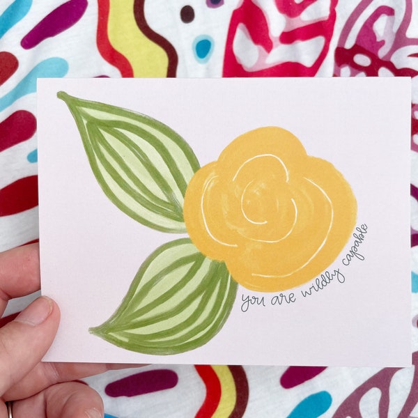 You Are Wildly Capable Card - Just Because - Friendship - Anniversary - Encouragement - Floral - Handlettered - BrightKind Creative