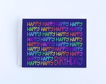 Happy Birthday Card, Rainbow Birthday, Bday card, Birthday Card for Him,  Handlettered - BrightKind Creative