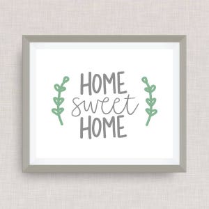 home sweet home home print - hand drawn, hand lettered, Option of Real Gold Foil