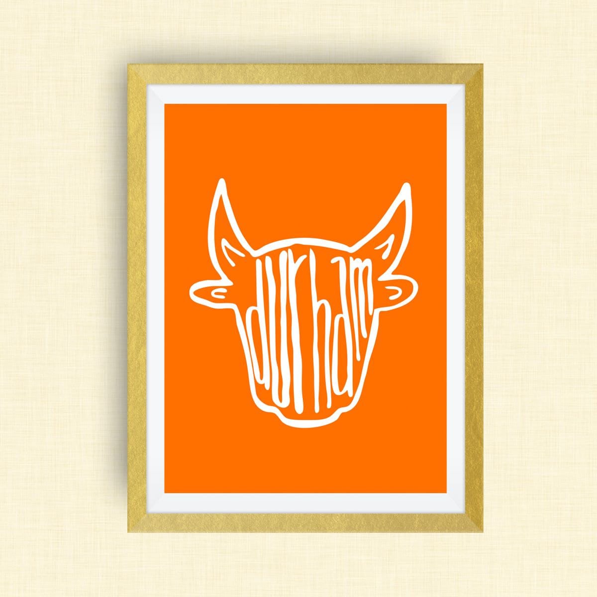 Durham Bull Art Print, Hand-lettered City Mascot - Etsy