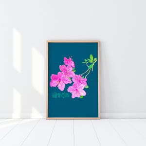 Wilmington Azalea Art Print – North Carolina Botanical Watercolor – Southern Floral Wall Artr BrightKind Creative