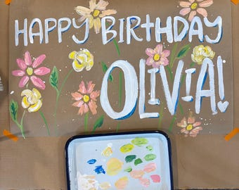 Custom Brown Paper Sign - Graduation Sign, Birthday, Newborn Announcement - Custom Brown Paper Bag Sign – Personalized Hand-Lettered