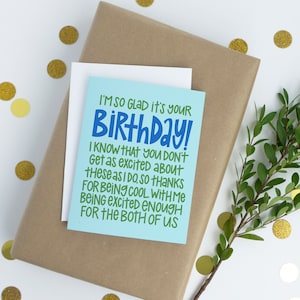 Birthday Card from Extrovert, Birthday Lover, Excited, Bday card, Birthday Card for Him,  Handlettered - BrightKind Creative
