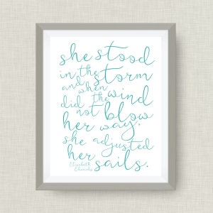 Elizabeth Edwards art print- She Stood in the Storm, option of Gold Foil, love, anniversary art