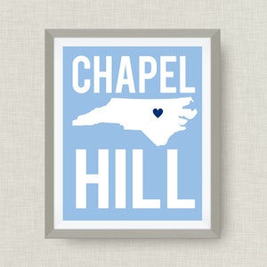 North Carolina Art Print in UNC Colors - BrightKind Creative