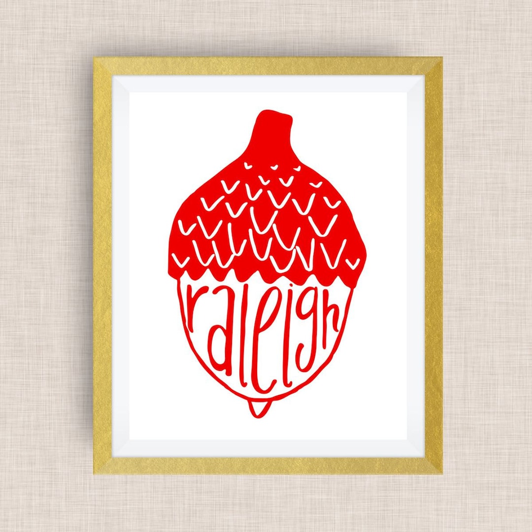Raleigh Art Print - City of Oaks, NC, Hand Drawn, Hand Lettered, Option ...