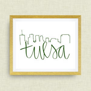 Tulsa Skyline, Tulsa Oklahoma Art Print, Tulsey Town, option of Gold Foil Print