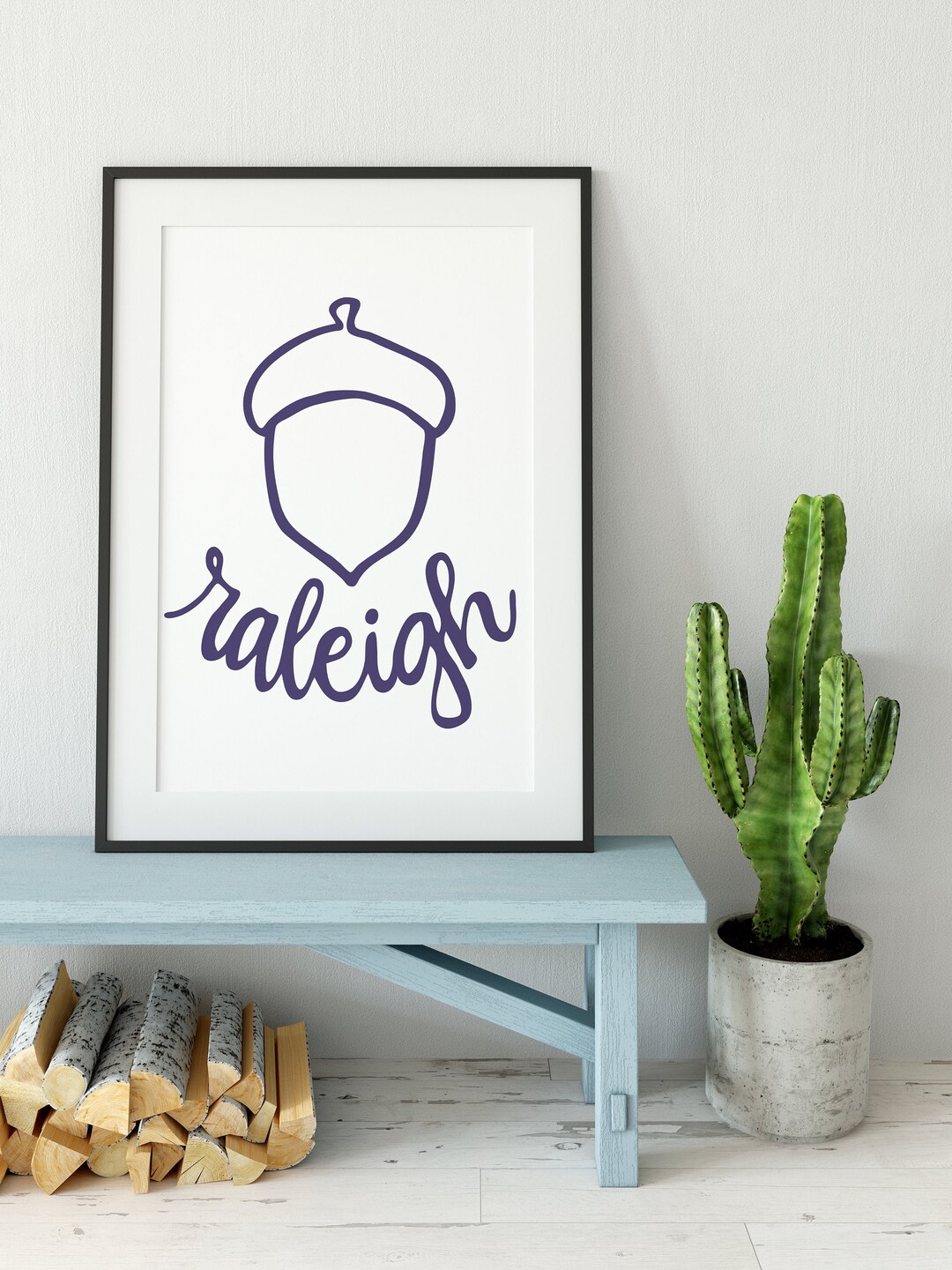 Raleigh Acorn Art Print - City of Oaks, NC, Hand Drawn, Housewarming ...