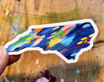 North Carolina Blue Abstract state sticker, rainbow decoration, bull city decal - laptop sticker, bumper sticker