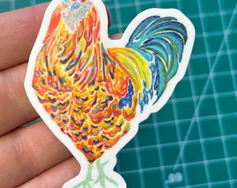 rooster sticker - laptop sticker, bumper sticker, water bottle sticker