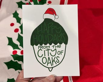 Raleigh Skyline Holiday Card, city of Oaks 2024 - Holiday Card Set, Funny Christmas Cards NC Christmas, Snarky Cards - BrightKind