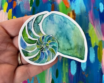 nautilus sticker chambered nautilus decal, ocean sticker - laptop sticker, bumper sticker, water bottle sticker waterproof