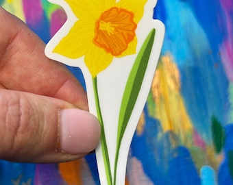 Daffodil Sticker - Floral Laptop Decal, Water Bottle Sticker