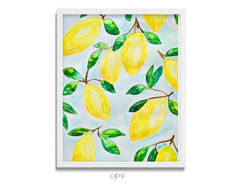 Lemons - Watercolor art - Colorful art, Happy art, Cheerful cirtus, Original Art Print - BrightKind Creative