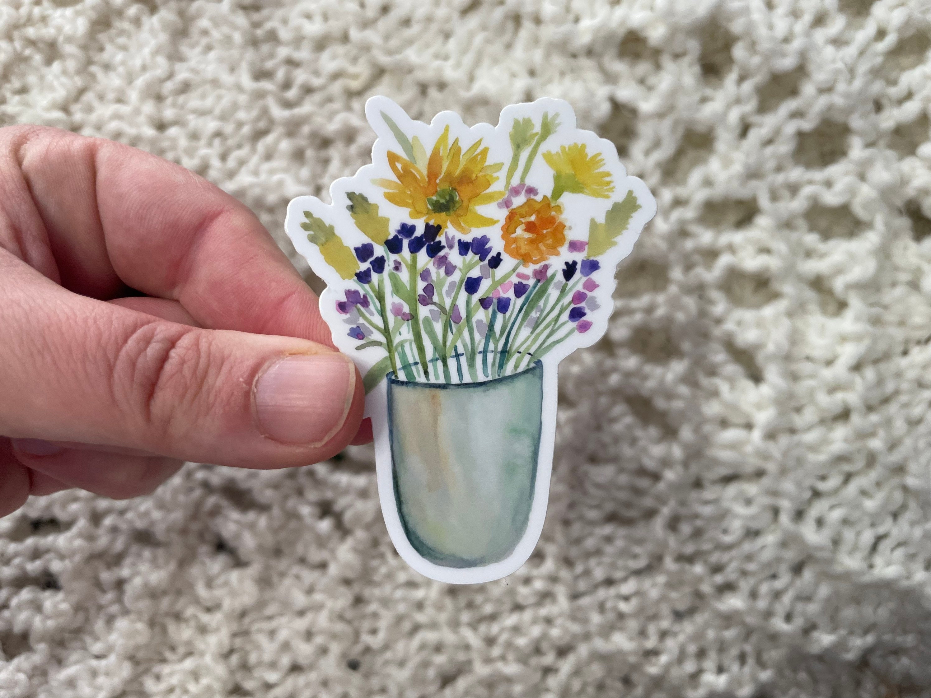 Floavour Poster Sticker Floral Sticker, Vase of Flowers Decal - Laptop Sticker, Bumper Sticker ...
