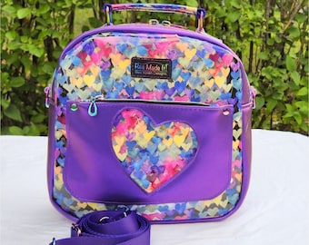 Colorful Hearts Clear Vinyl and Metallic Vinyl Crossbody Bag