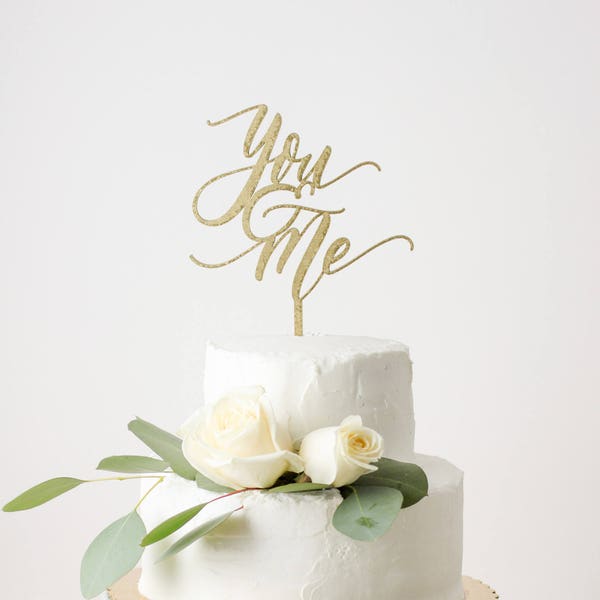 You & Me Wedding Cake Topper - Gold Laser Cut - Hand Lettered by Letters To You - Free Shipping