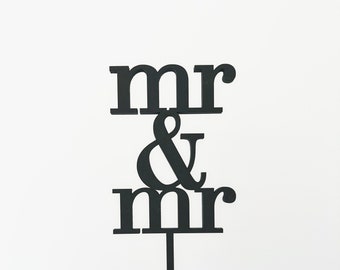 Mrs & Mr Cake Topper - Groom and Groom Modern Minimalist Same Sex Gay Wedding Cake Topper laser cut - Letters To You - Free Shipping