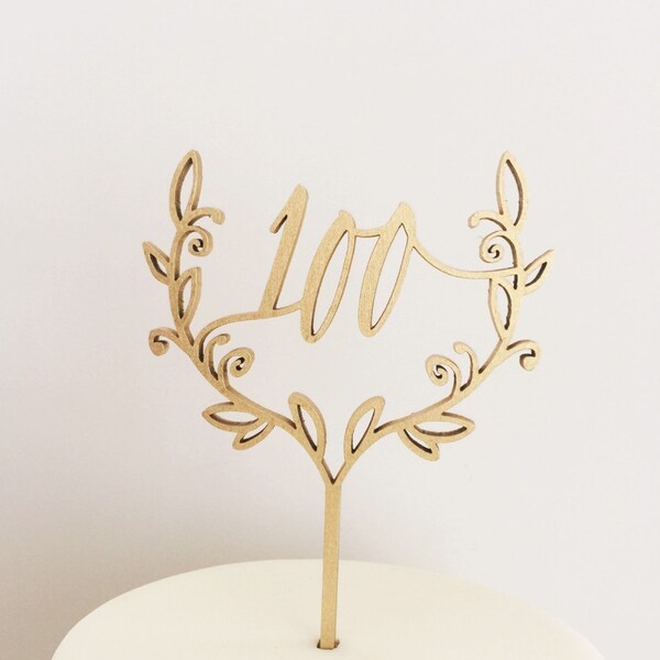 100 Crest Laser Cut Cake Topper for 100th Day Celebration - Hand Lettered by Letters To You - Free Shipping