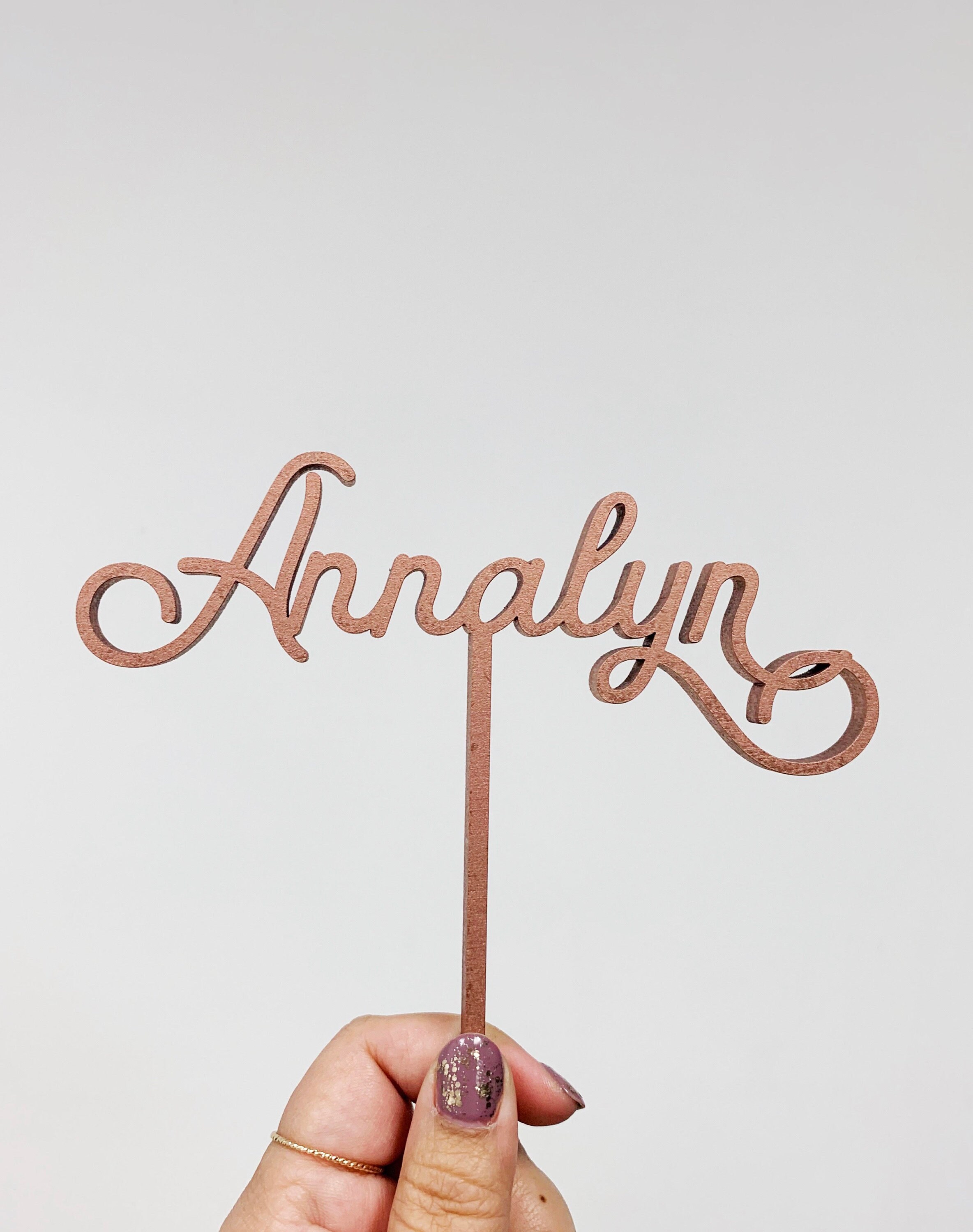 Custom Name Cake Topper Whimsical Font Laser Cut