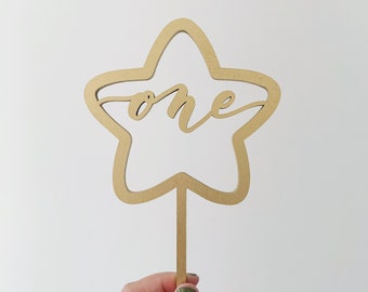 One Star Laser Cut Cake Topper - First Birthday - Birthday Topper - Hand Drawn - Letters To You - Free Shipping