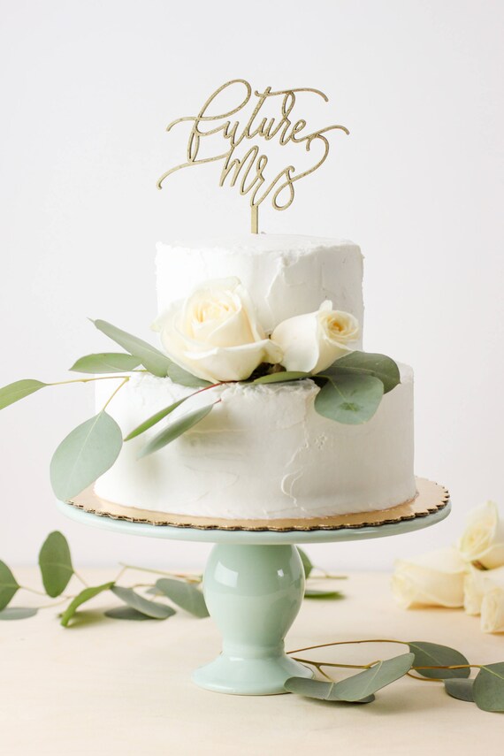 Future Mrs Bridal Shower Wood Cake Topper Thick Birch