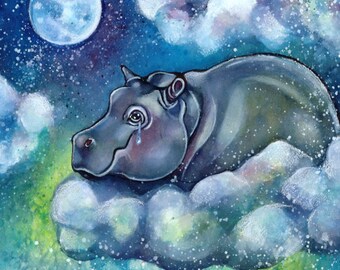 The Sentimental Hippo 12x12 print
