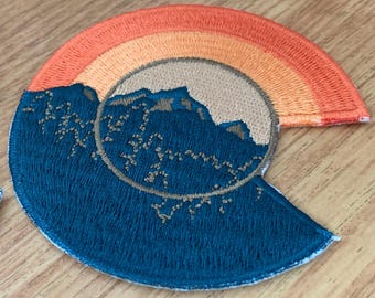 Colorado Mountain Sunset C Embroidered Iron-On Patch