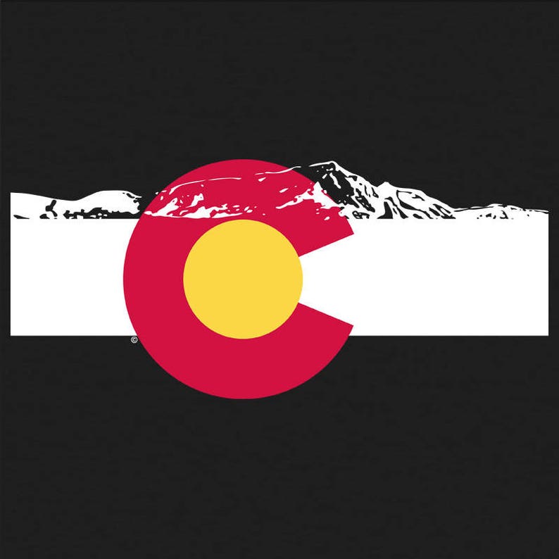 Men's Colorado Flag w/ Rocky Mountain Silhouette.