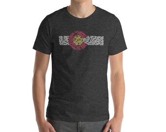 Men's 14er Colorado Flag T-Shirt - All 53 Colorado Fourteeners and Elevations