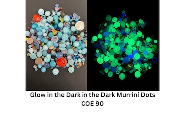 COE 90/ Glow in the Dark Dots/ fired murrini dots/Mix of Different colour rainbow Glass Dots/ mosaic /polka dots