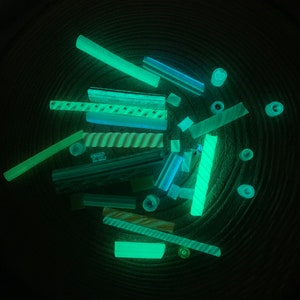 COE 90 / Play pack/ Glow in the dark fusing sample pack/Murrini & cane 2 ounce sample