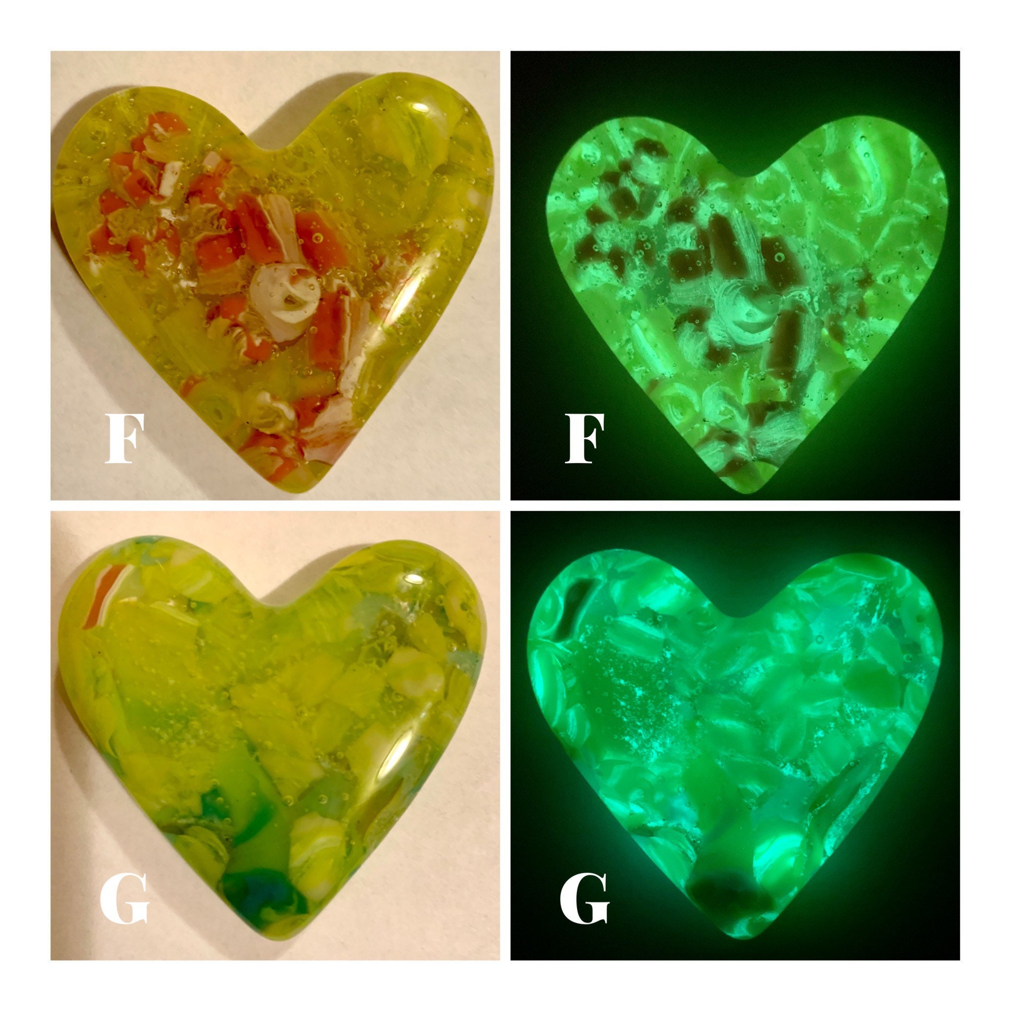 Multicolour glow in the dark heart Etsy