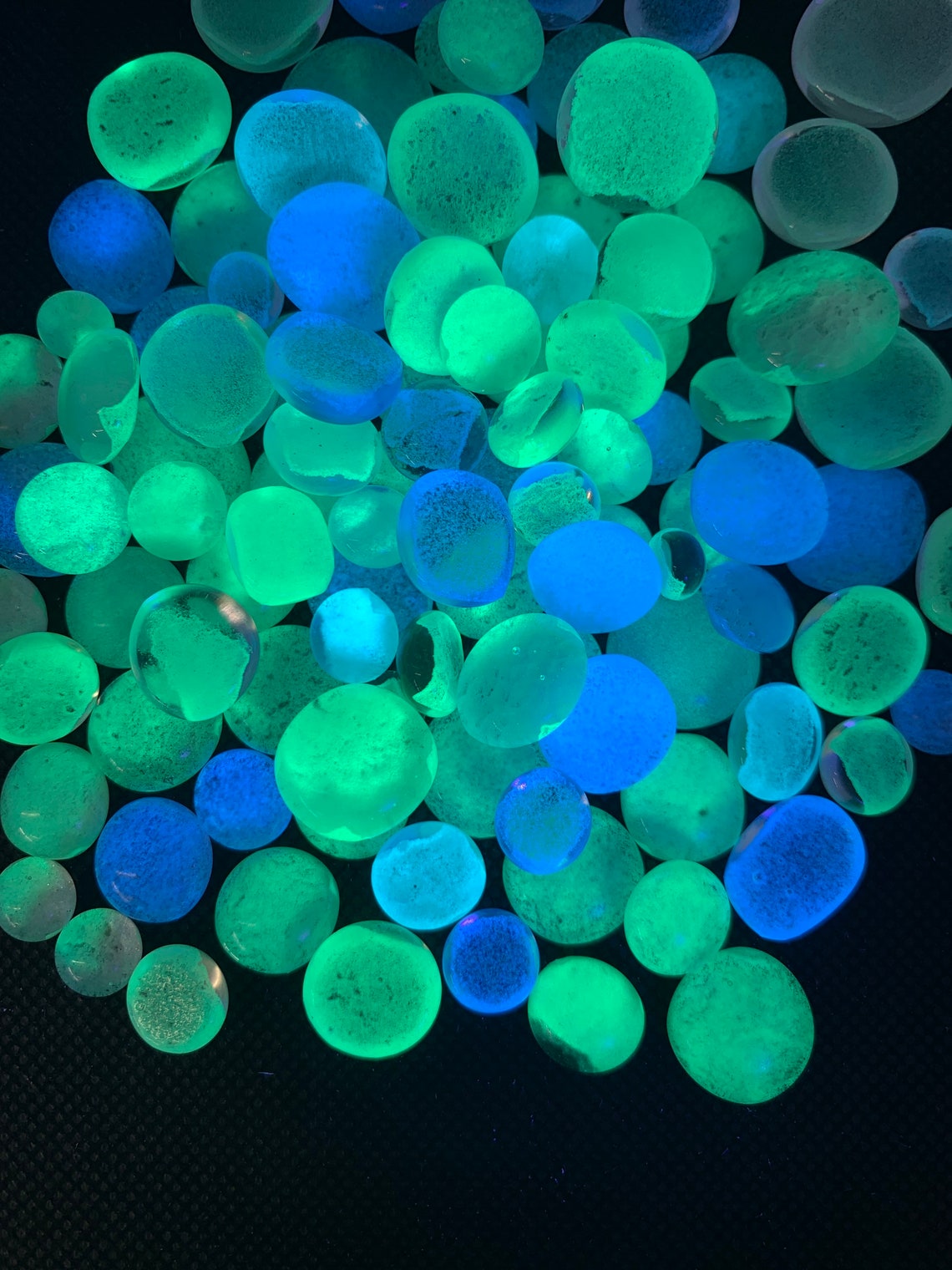 Green & Blue Mix of Glow in the Dark Dots/ COE 90 Fusible Etsy
