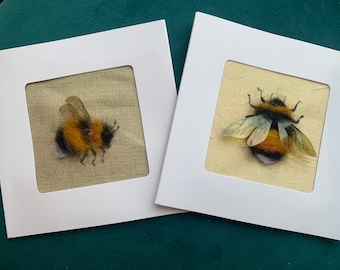 Needle felted Bumble bee card