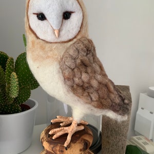 Medium or large Needle felted barn owl sculpture made to order.