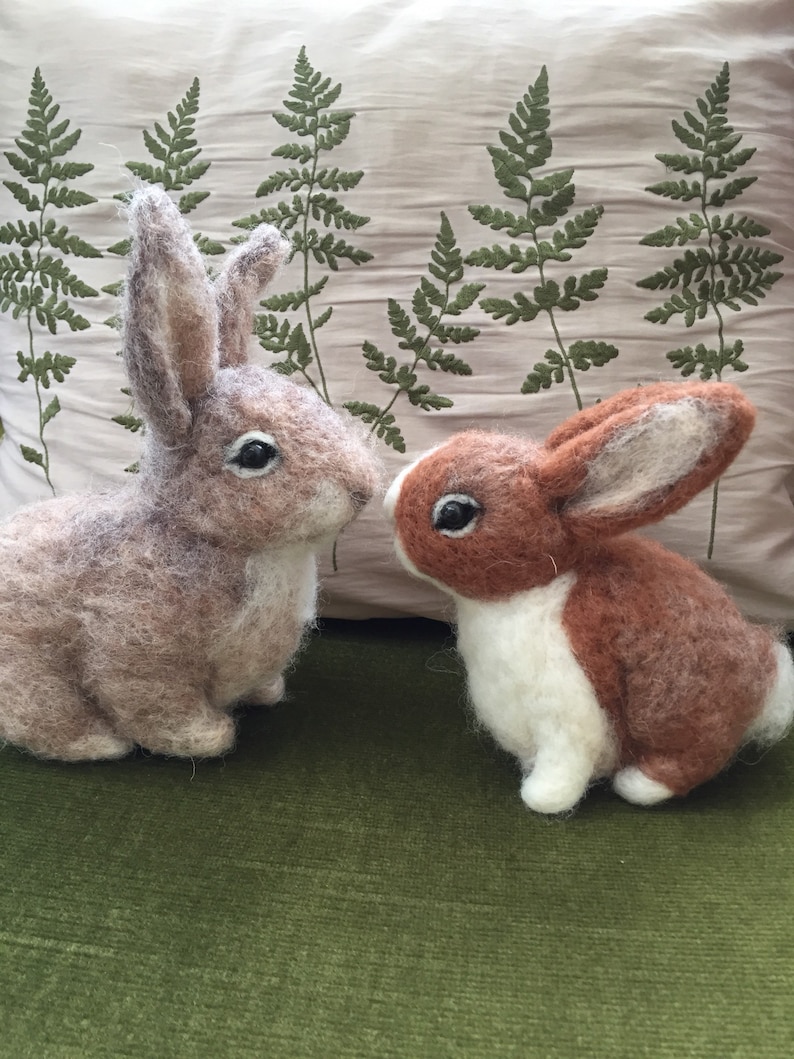 Needle Felted Bunny Rabbit Easter Bunnies or Rabbit Portrait - Etsy