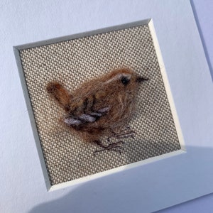 Needle felted wren card